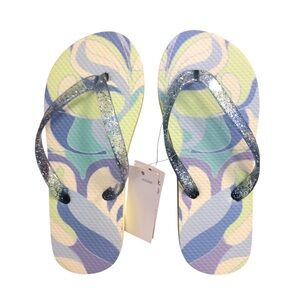 Gap Girls Blue Ocean Swirl Jelly Flip Flops NWT Size 12/13